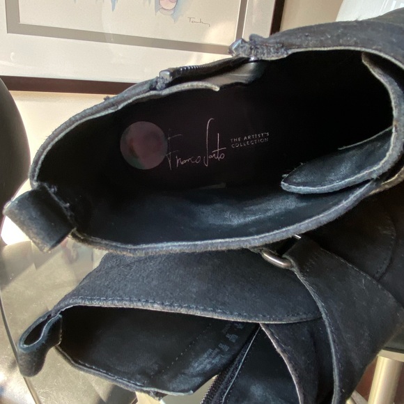 Black Leather Nubuck / Suede Boots/ booties with low heel. - Picture 13 of 15